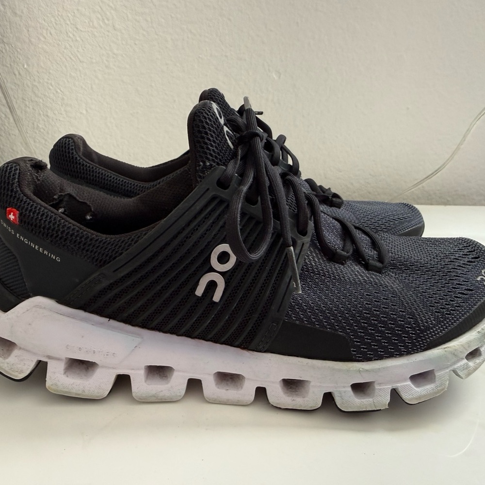 On Running Black and White Athletic Shoes - Picture 2 of 10